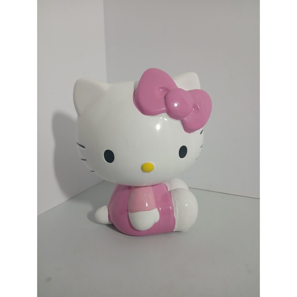 Sanrio Hello‎ Kitty Sitting Ceramic Piggy Bank Pink Bow 8" Home Decor Kawaii
